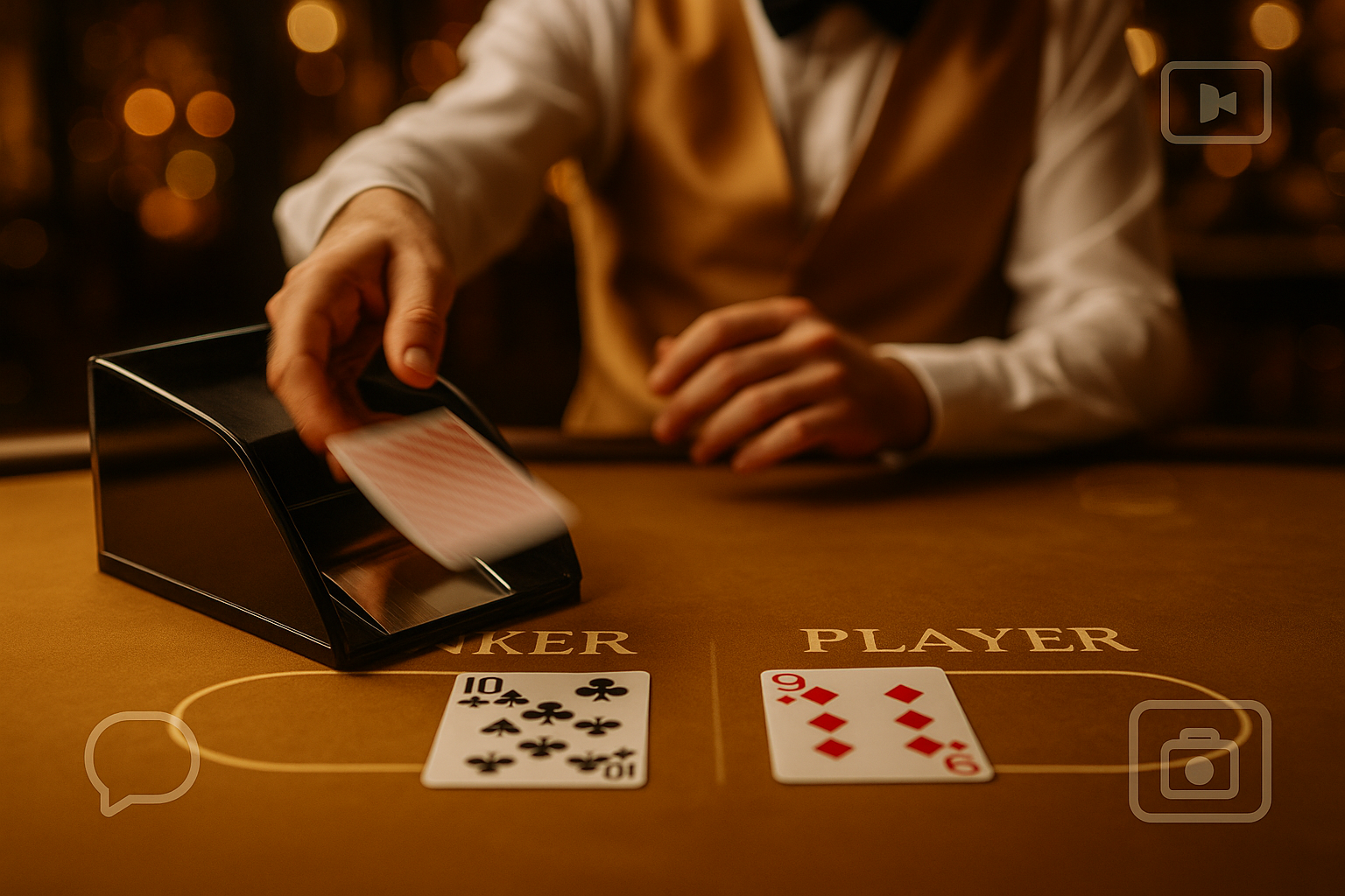 ภาพข้อดีของบาคาร่าไลฟ์สดเทียบกับบาคาร่าออนไลน์ RNG โชว์ดีลเลอร์จริง ความโปร่งใส และบรรยากาศหรู โทนทอง–น้ำตาล สำหรับ hotwin888