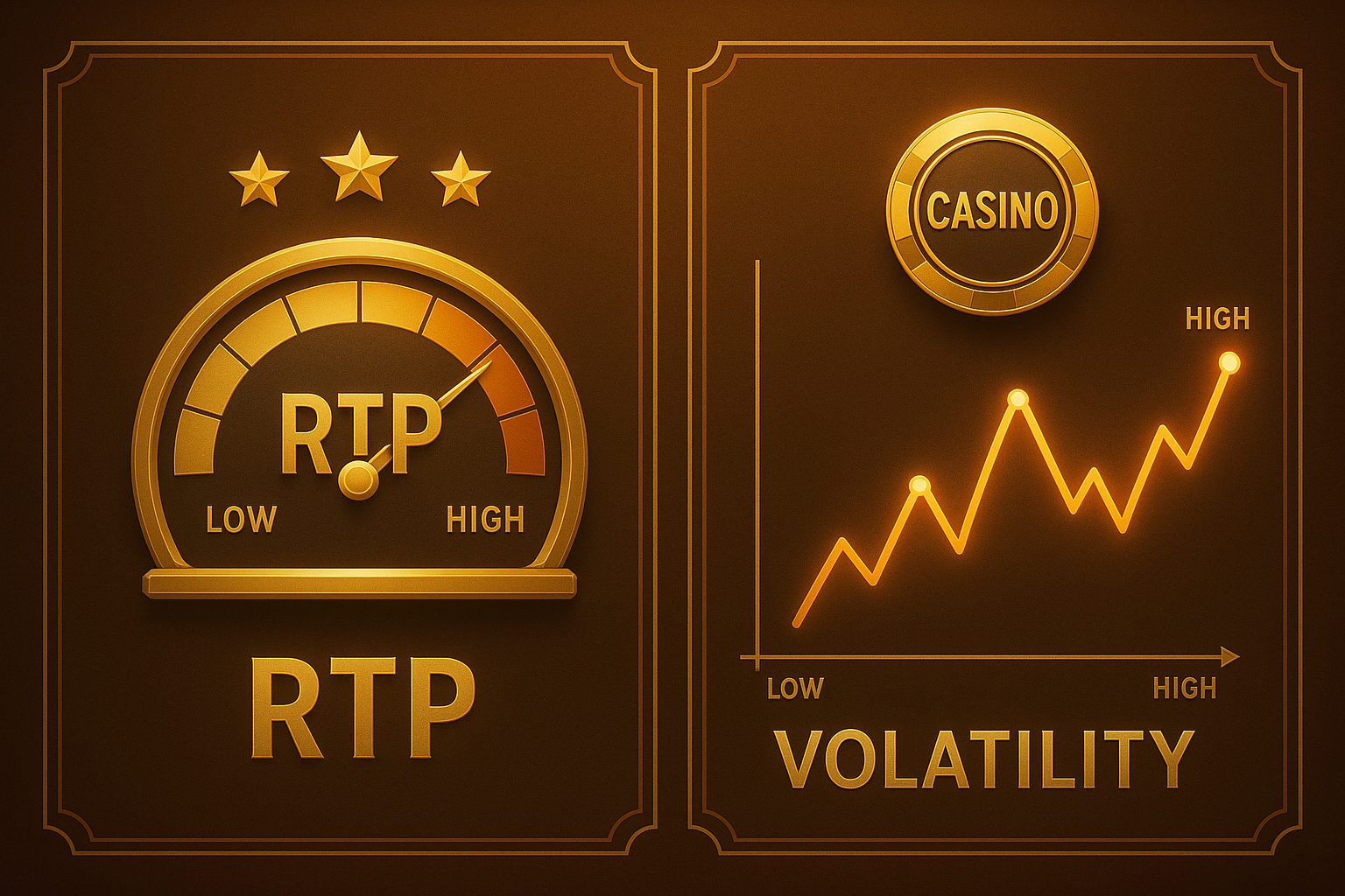 อินโฟกราฟิกอธิบาย เปรียบเทียบ RTP สล็อตค่ายดัง เทียบกับความผันผวน